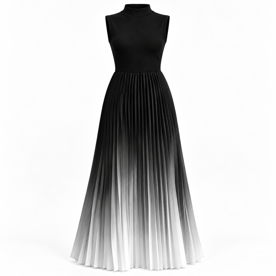 Maria | Women's Pleated Maxi Dress with Mockneck