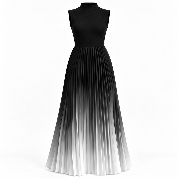 Maria | Women's Pleated Maxi Dress with Mockneck