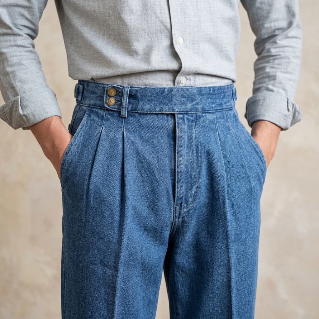 Lorenzo Pleated Denim Pants