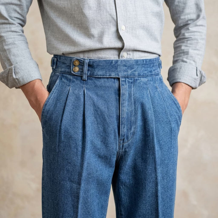 Lorenzo Pleated Denim Pants
