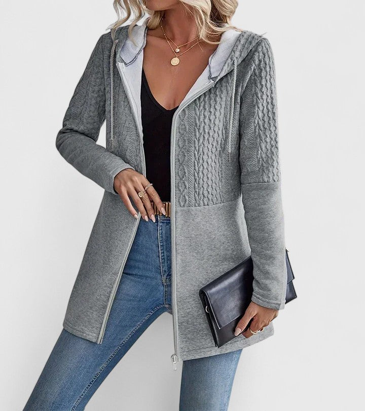RILEY – TEXTURED LINED ZIP JACKET WITH HOOD