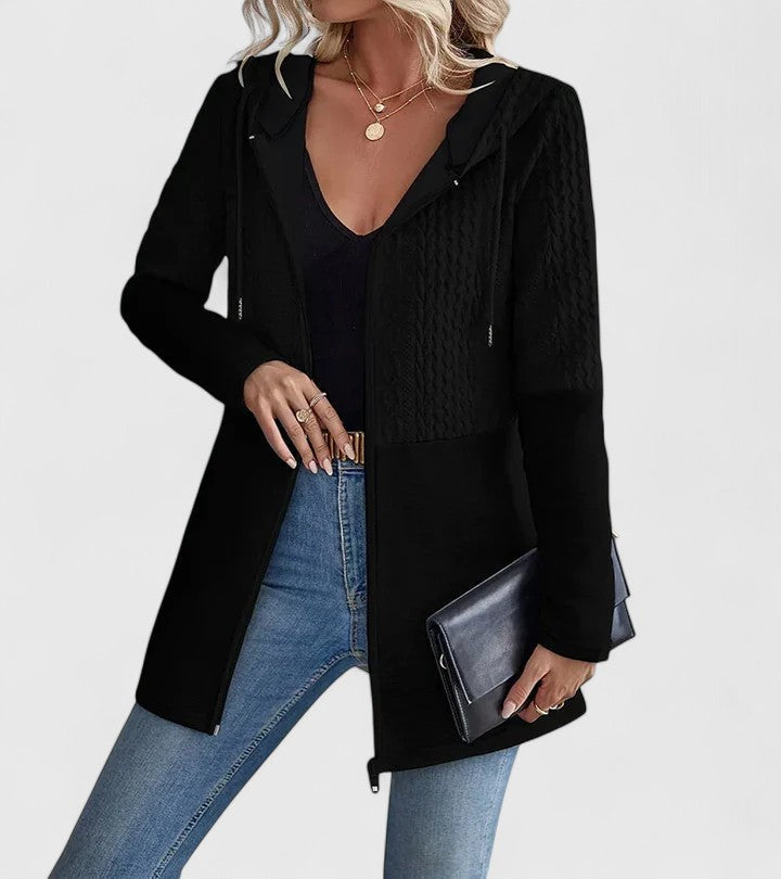 RILEY – TEXTURED LINED ZIP JACKET WITH HOOD