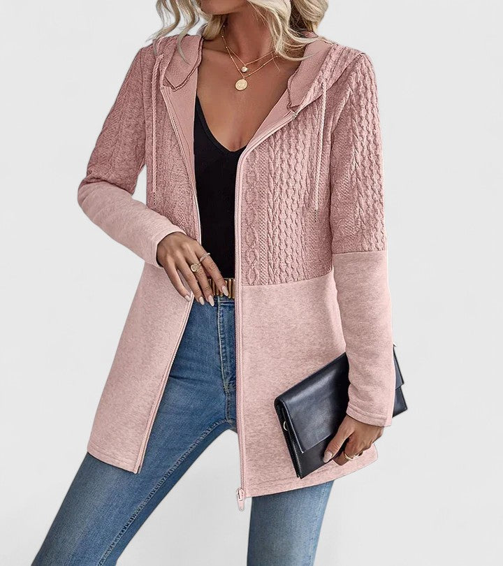 RILEY – TEXTURED LINED ZIP JACKET WITH HOOD