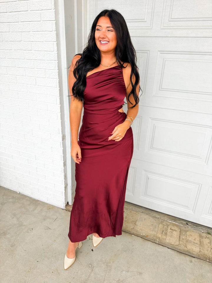 Esther | Women's Maxi Dress with One Shoulder and Cutout