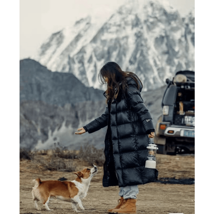 Ladies Long Padded Puffer Jacket with Hood