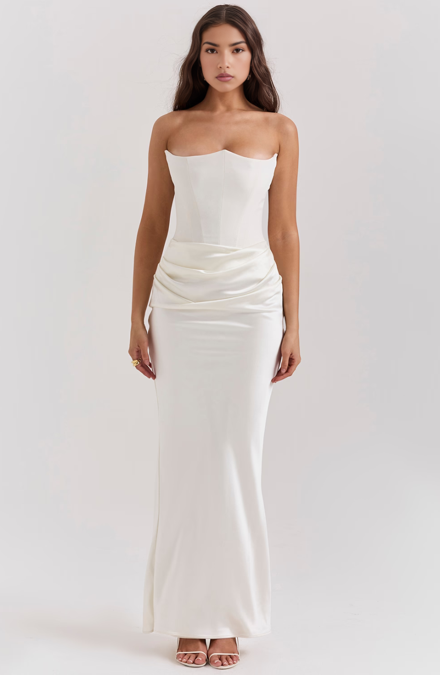 Timeless Chic Strapless A-Line Lace Wedding Guest Midi Evening Dress