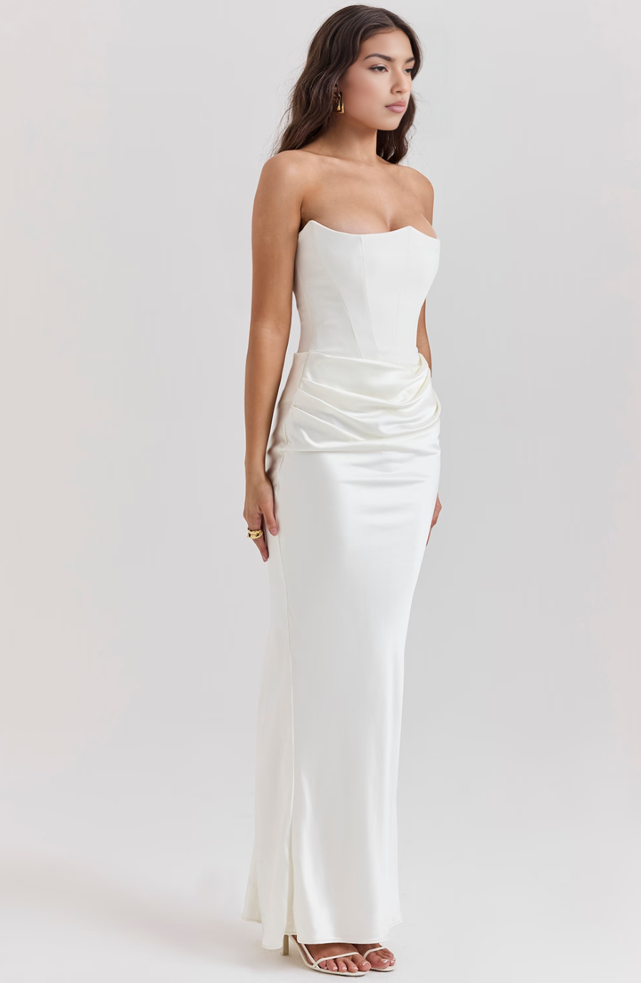 Timeless Chic Strapless A-Line Lace Wedding Guest Midi Evening Dress