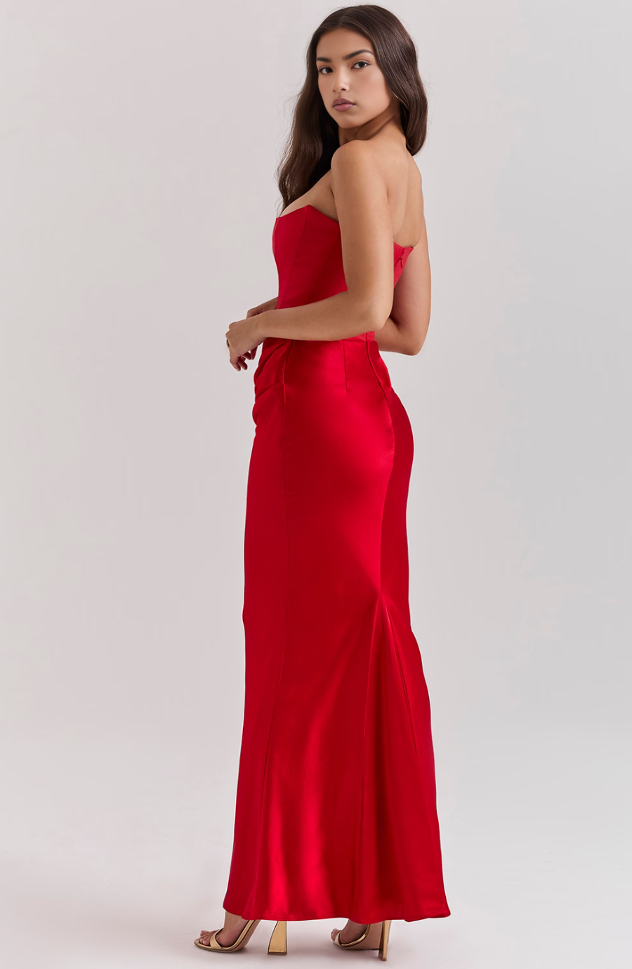 Timeless Chic Strapless A-Line Lace Wedding Guest Midi Evening Dress