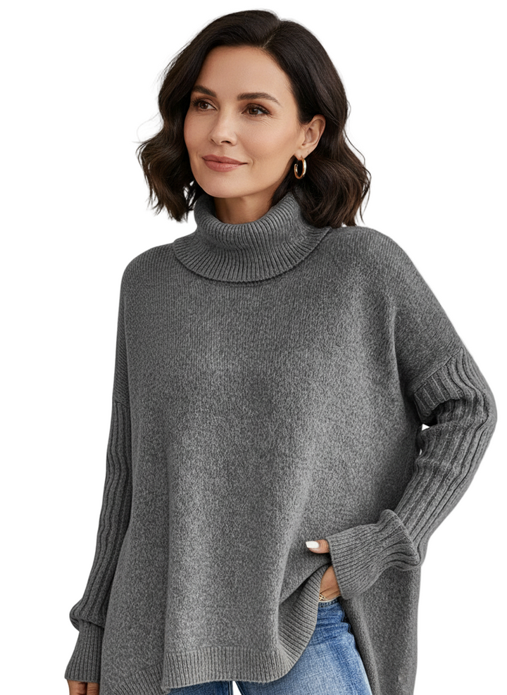 NAOMI – COZY ASYMMETRICAL TURTLENECK SWEATER