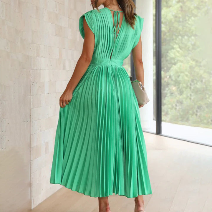 Exquisite Flowing Silhouette Satin Featuring Delicate Pleats Wedding Guest Dress