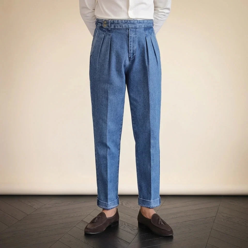 Lorenzo Pleated Denim Pants