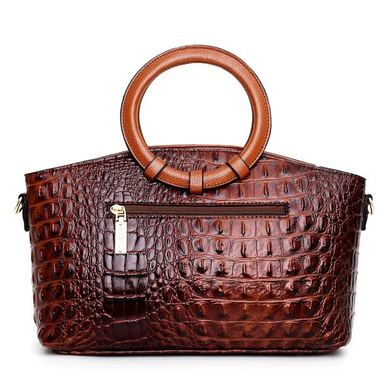 The Adrienne Crocodile-Pressed Vintage Leather Bag