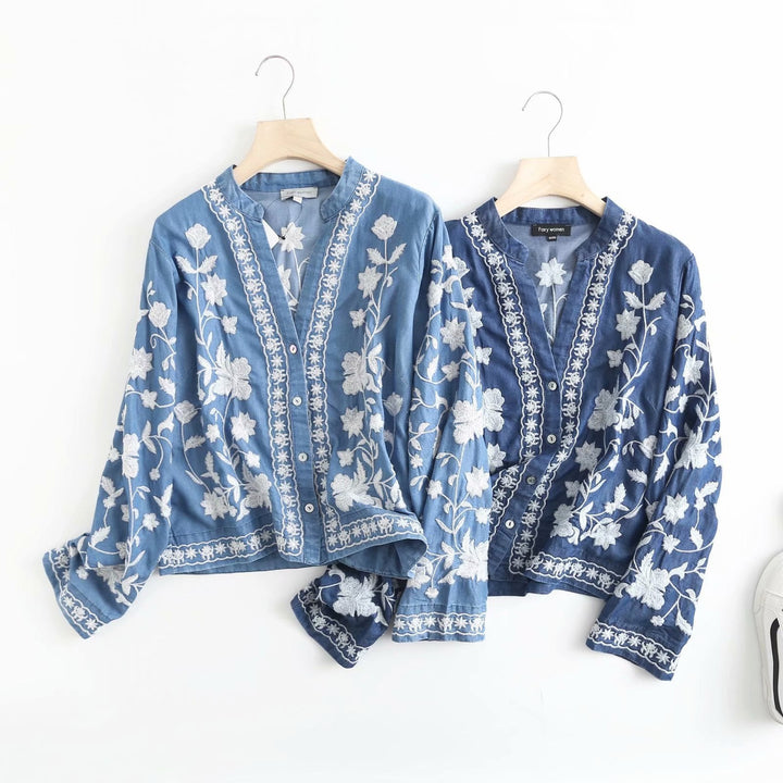 Boho Denim Bloom Cardigan