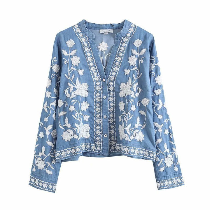 Boho Denim Bloom Cardigan