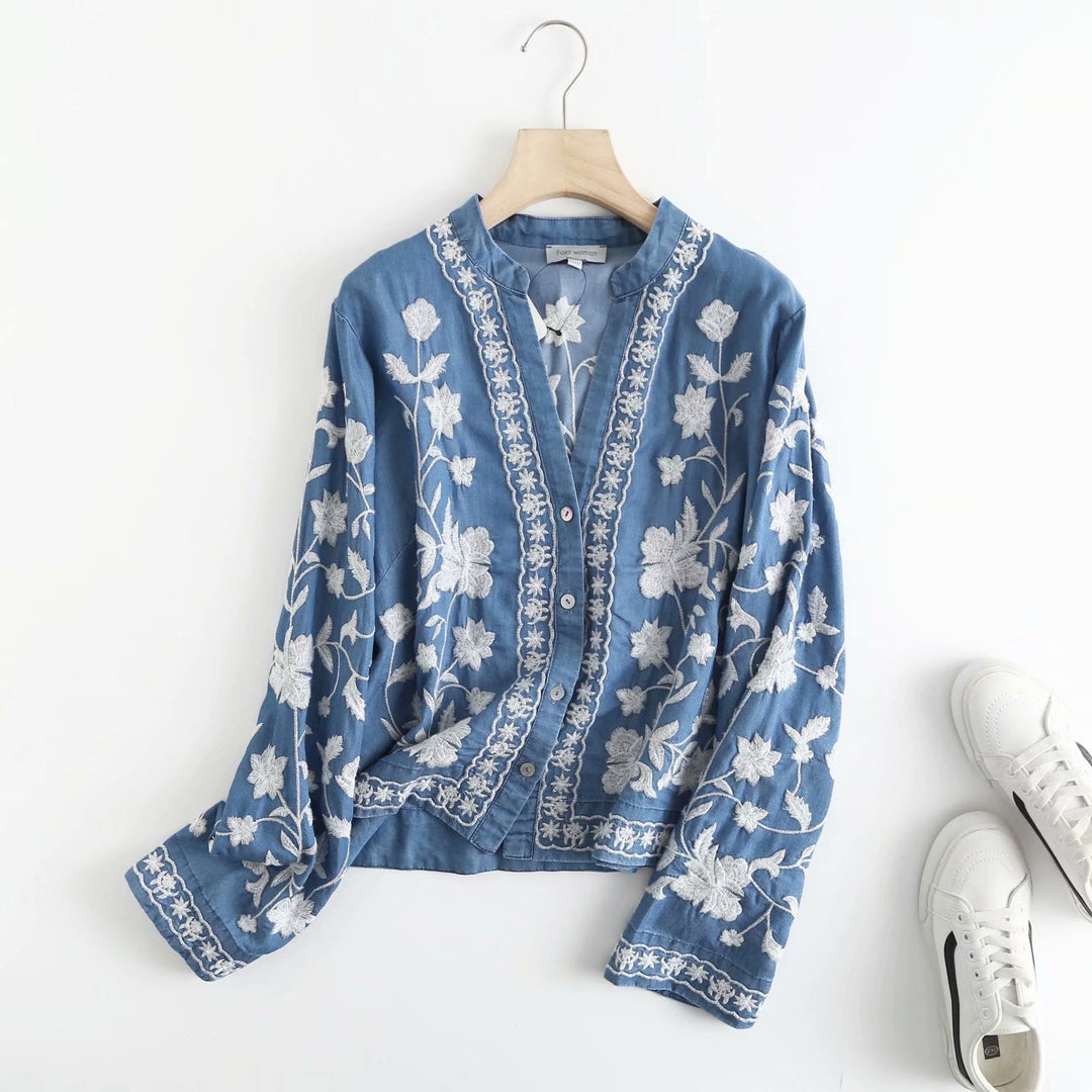 Boho Denim Bloom Cardigan
