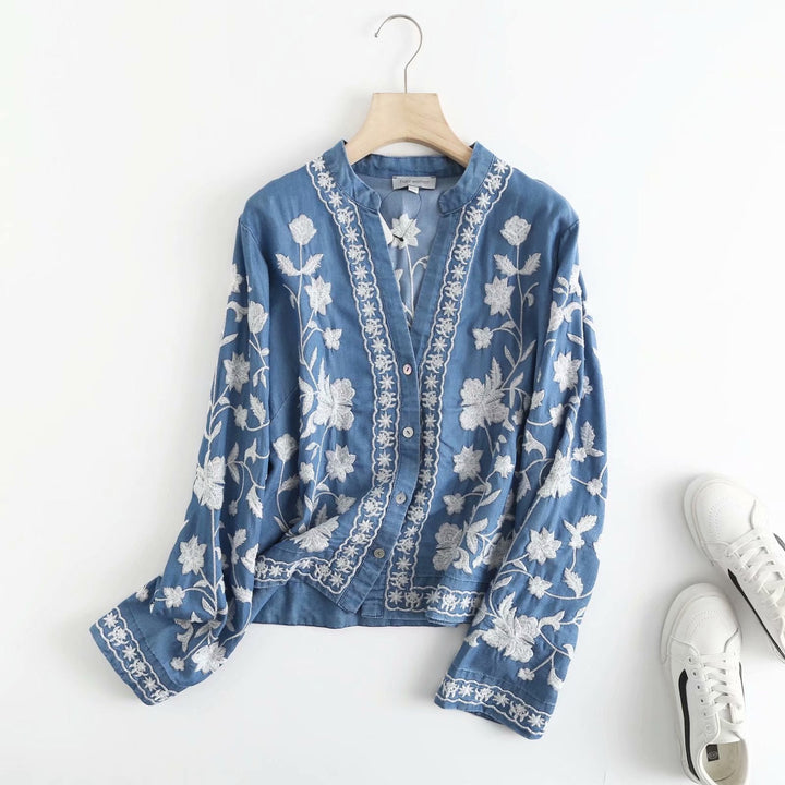 Boho Denim Bloom Cardigan