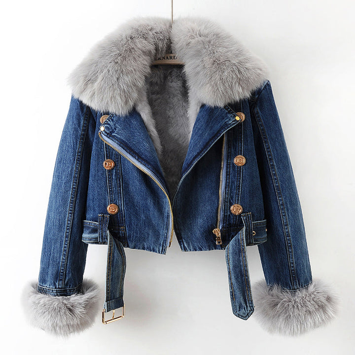 Margaux Luxe Padded Faux Fur Denim Jacket