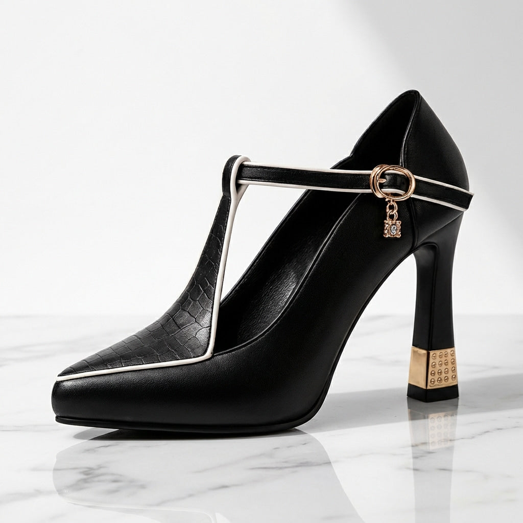 Aurelie T-Strap Block Heel