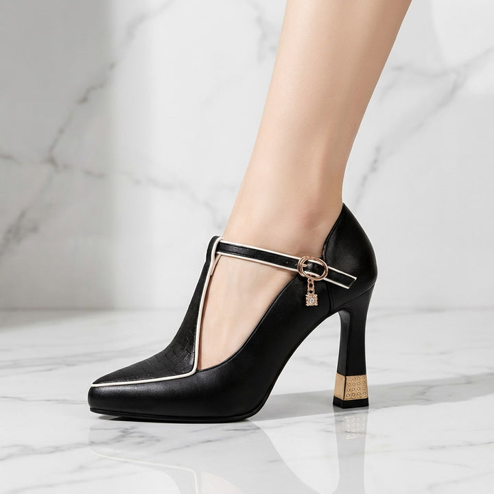 Aurelie T-Strap Block Heel