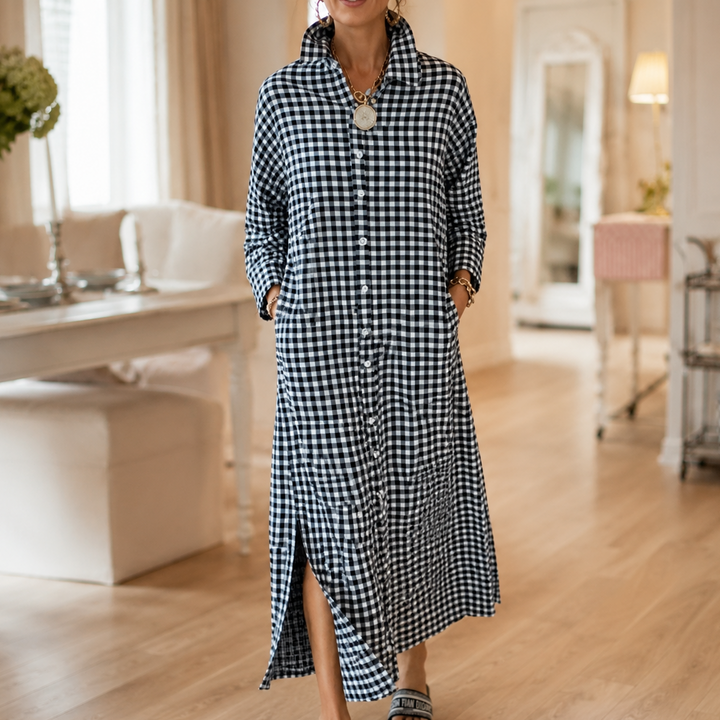 Paisley | Women's Shirt Dress with Checks and Pockets