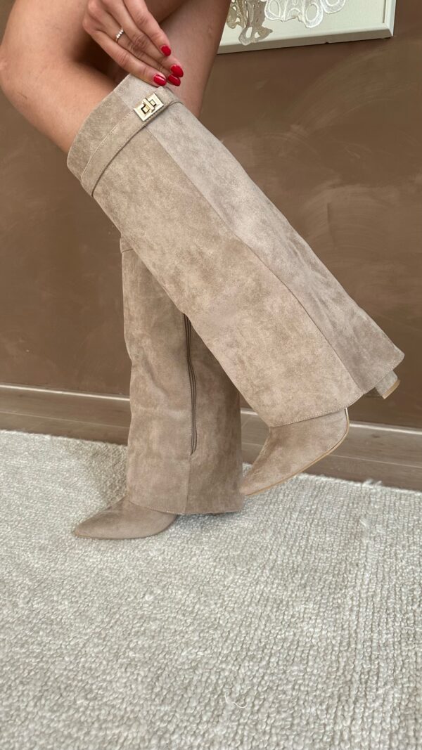 Women's Knee-High Boots with Gold Buckle