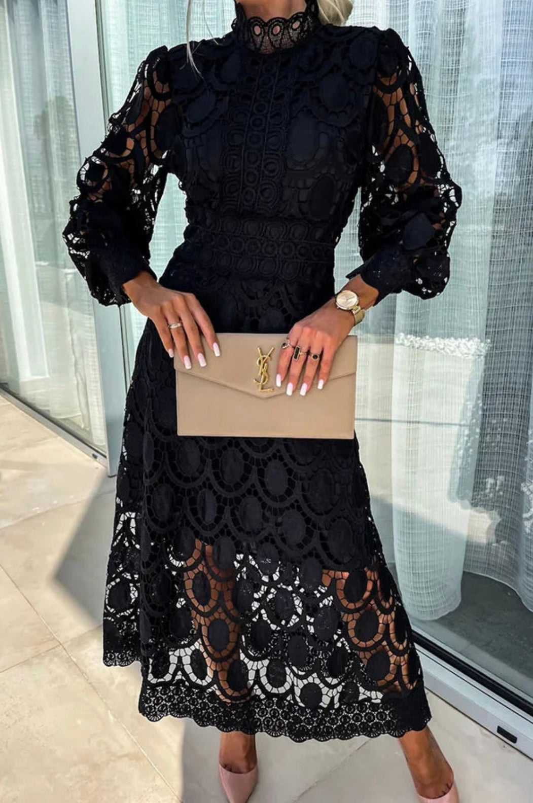 Luxurious Figure Shaping Lace Fabric Ornate Timeless Delicate Detailing Evening Dress