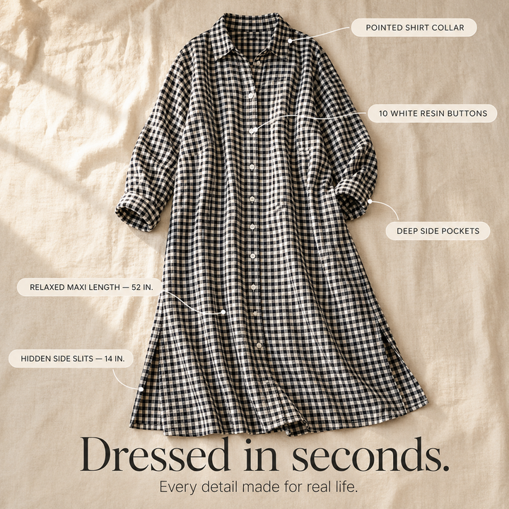 Paisley | Women's Shirt Dress with Checks and Pockets