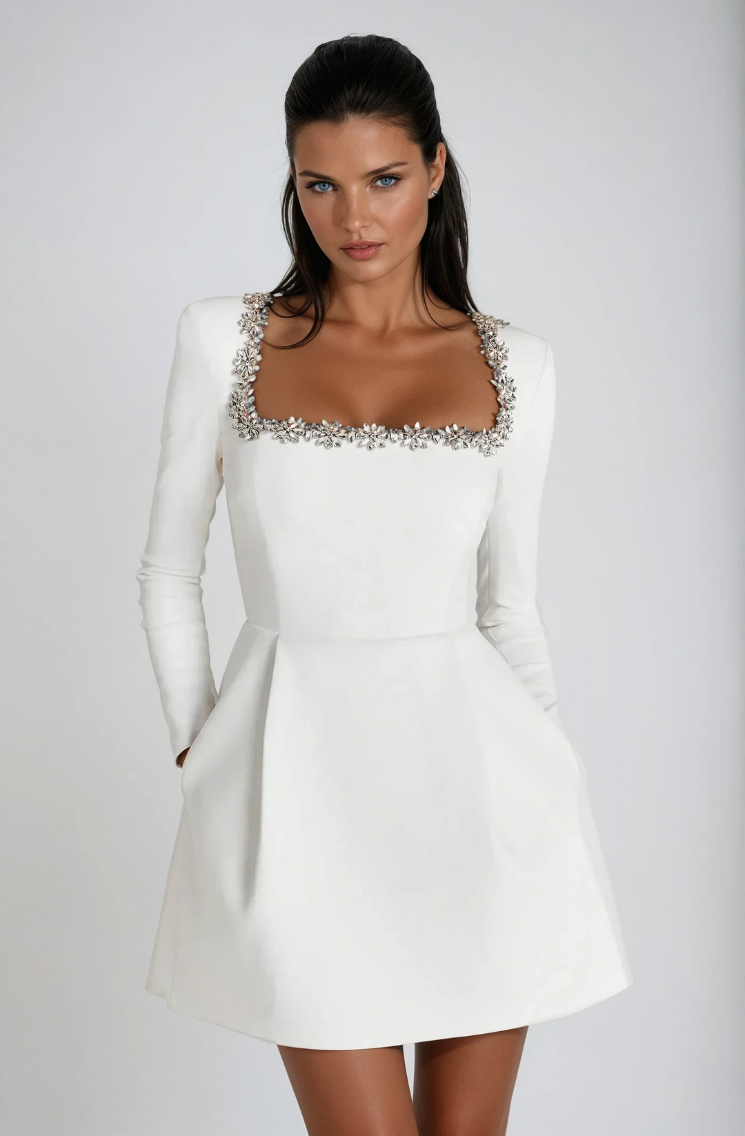 Elegant Effortlessly Flattering Silhouette Solid Crepe Textured For Wedding Guest Dress