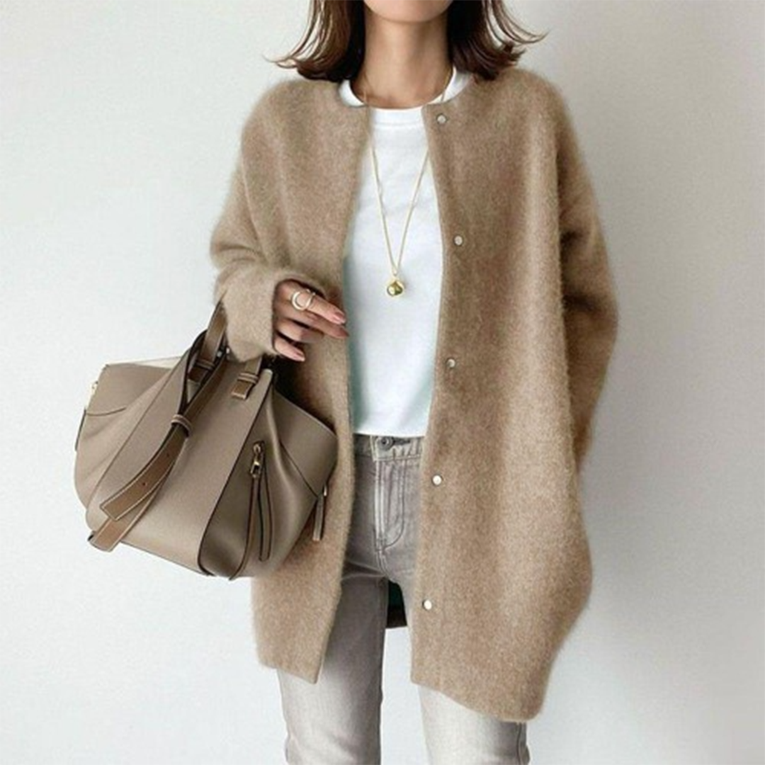 Ladies Long Knitted Relaxed Fit Cardigan