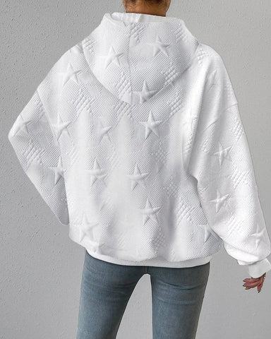 Stylish White Knitted Women's Hoodie with Long Sleeves