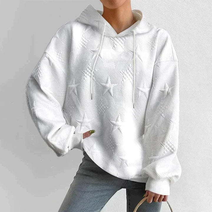 Stylish White Knitted Women's Hoodie with Long Sleeves