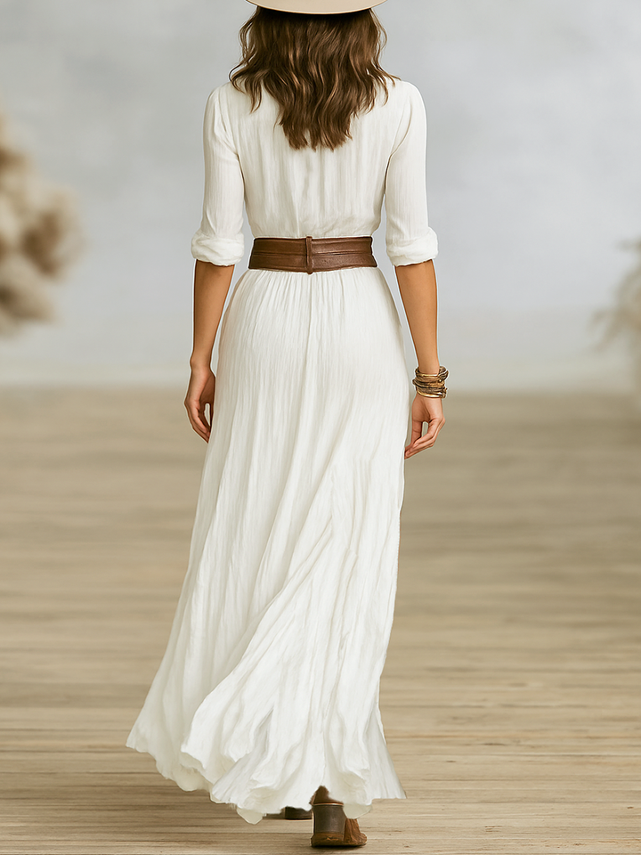 Exquisitely Luxurious Timeless Shawl-Collar Crepe Belted Structured Evening Maxi Dress
