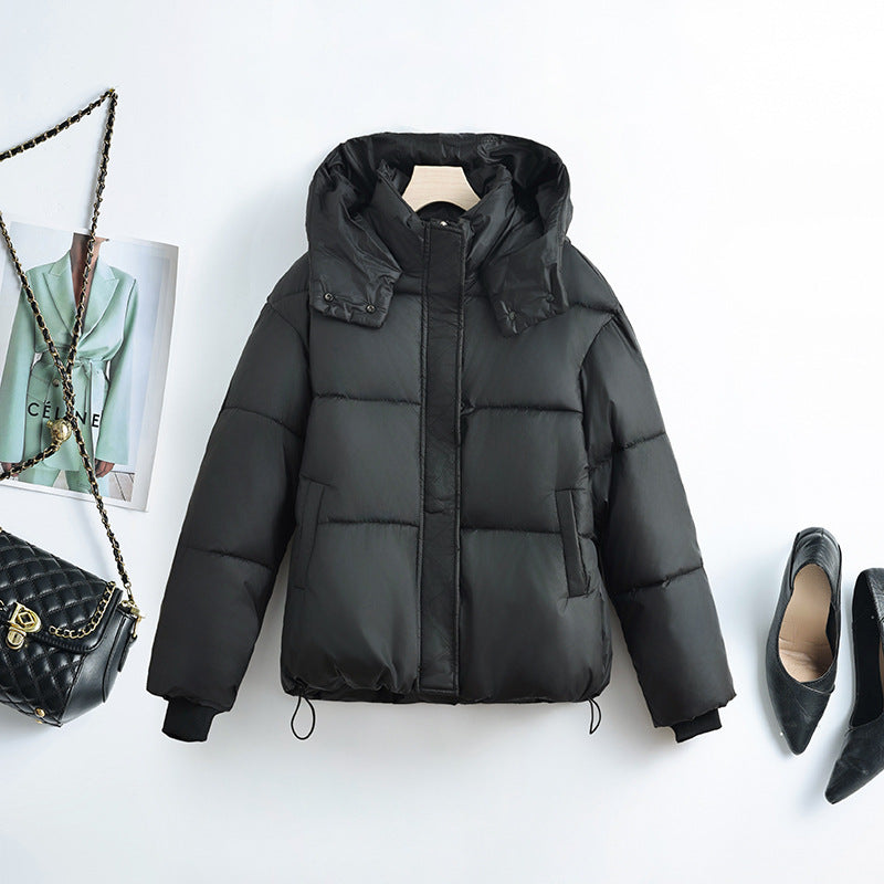 Ladies' Short Quilted Jacket with Removable Collar Padding