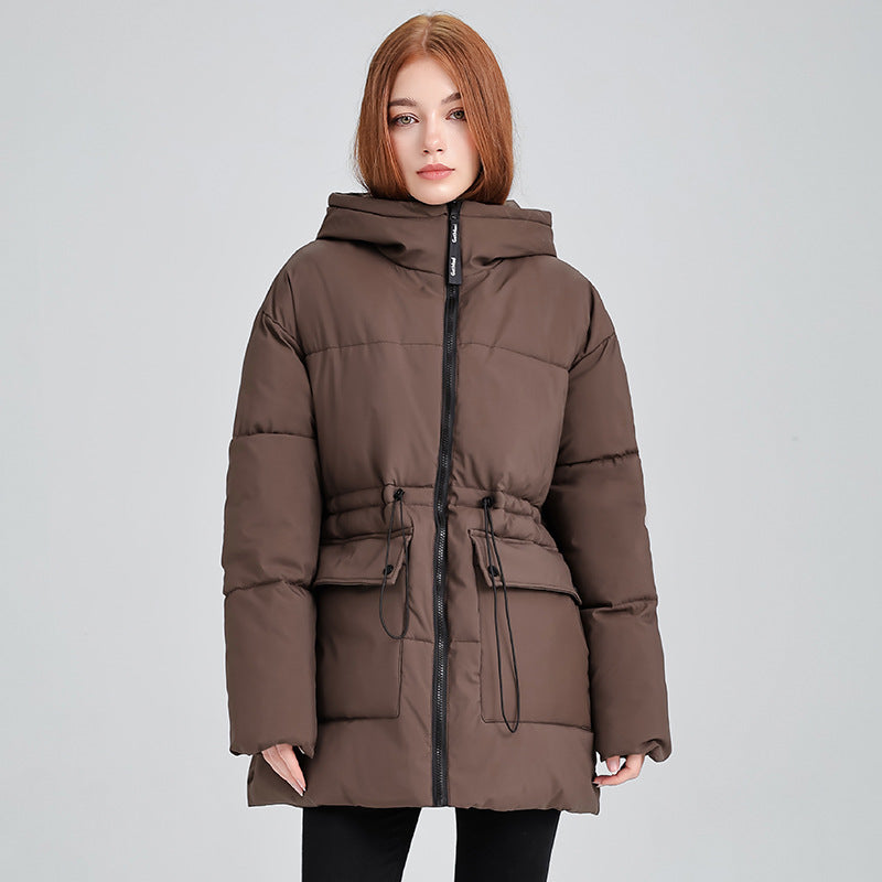 Women's Mid-Length Thermo Parka with Tailoring, Tunnel Cord, and Hood