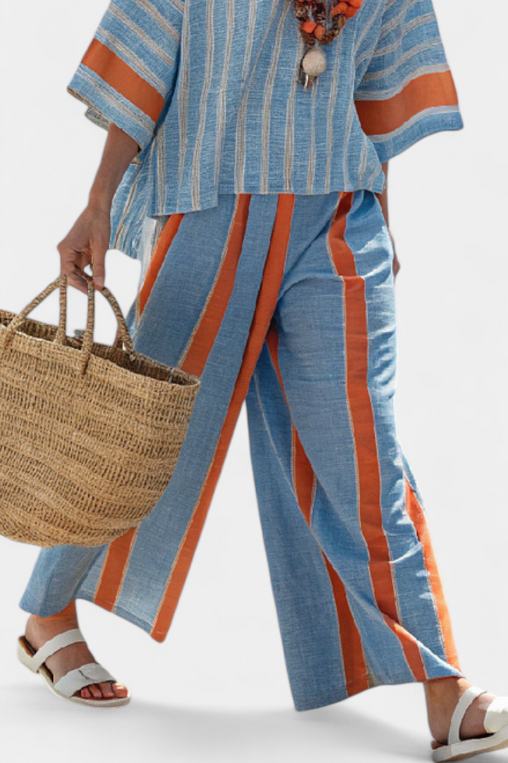Estelle | Striped Two-Piece Set with Wide Leg Pants