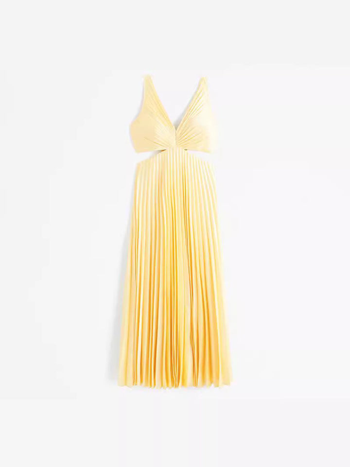 Women’s Crepe Maxi Dress – V-Neck Satin Feel Durable Elegant Silhouette Dress