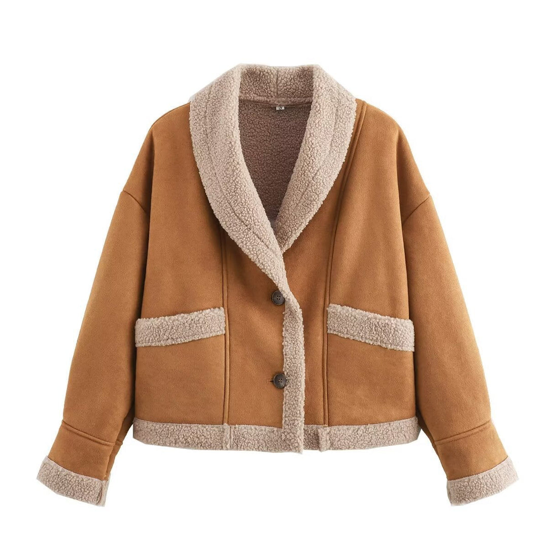 Ladies Short Coat with Buttons and Pockets