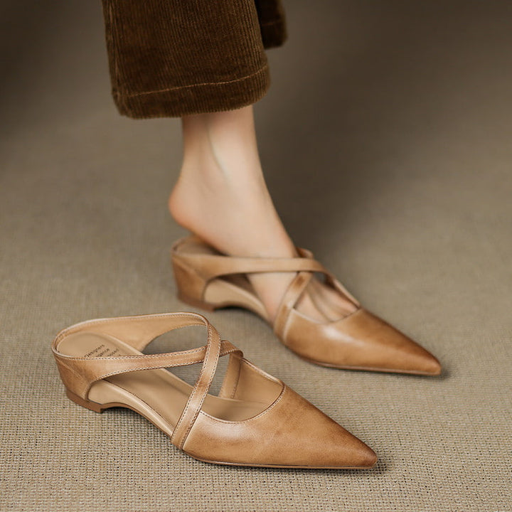 Margot Cross-Strap Leather Mule