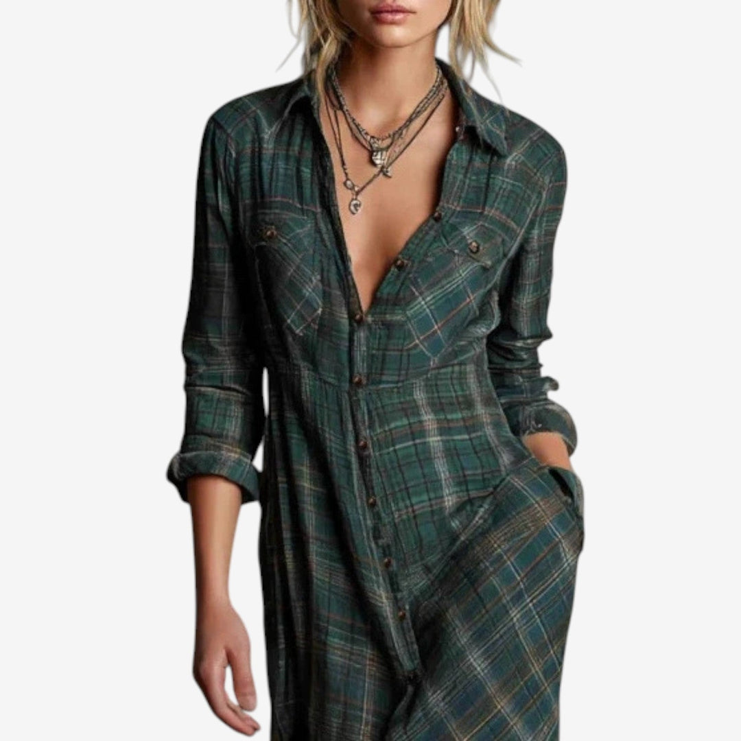 Characteristically Elegant Structured Premium Crepe With Classic Sleek Collar Dress