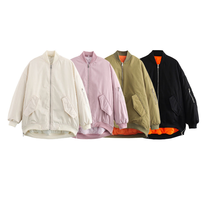 Ladies Oversized Bomber Jacket with Pockets