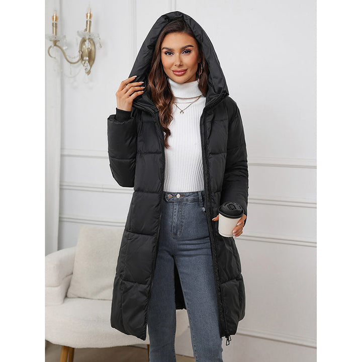 Women's Tailored A-Line Thermal Parka with Hood and Two-Way Zipper