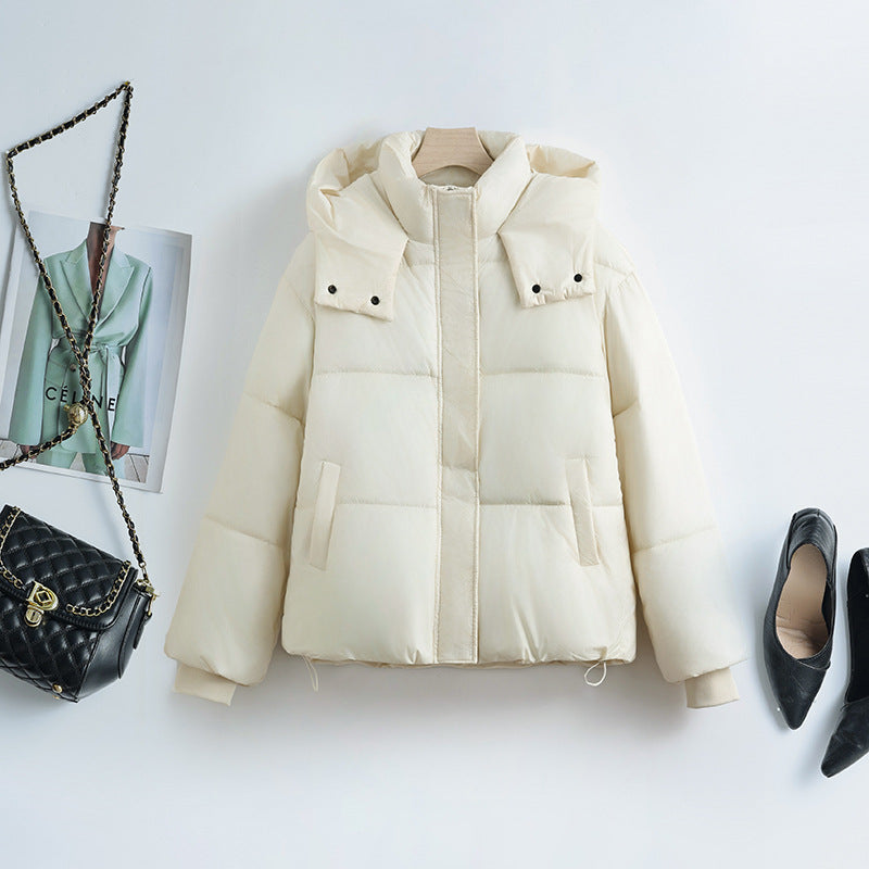 Ladies' Short Quilted Jacket with Removable Collar Padding