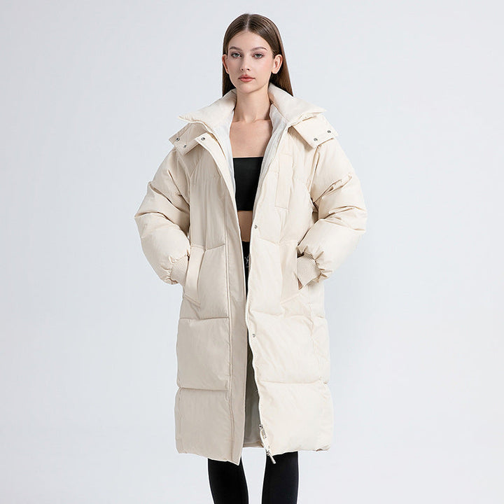 Ladies Long Quilted Winter Coat with Hood