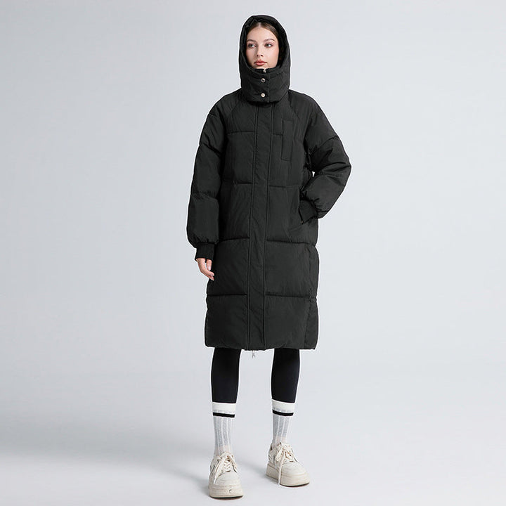 Ladies Long Quilted Winter Coat with Hood