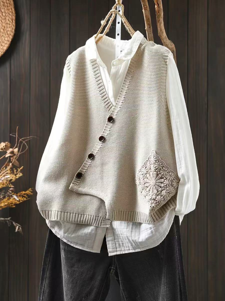 SUSAN – ASYMMETRICAL BUTTON KNIT CARDIGAN