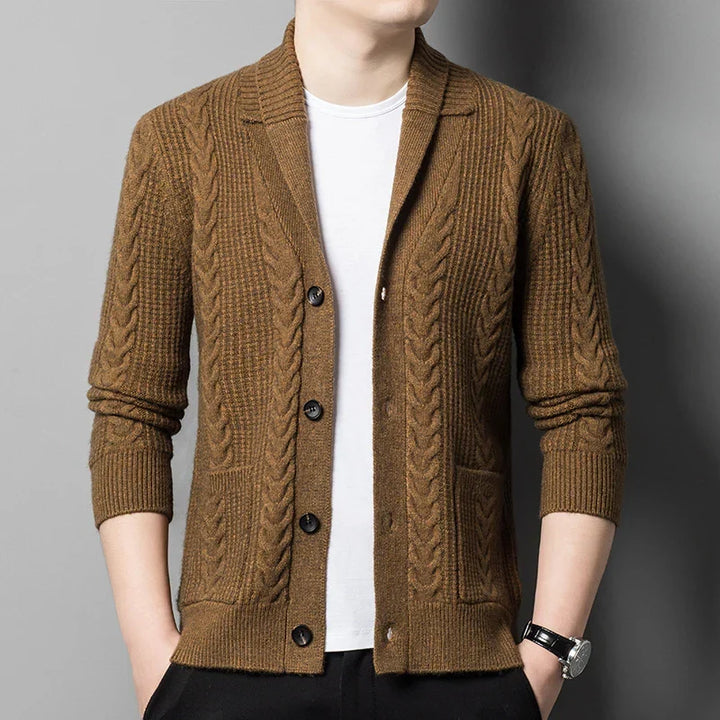 Château Côte Jacquard Knitted Cardigan