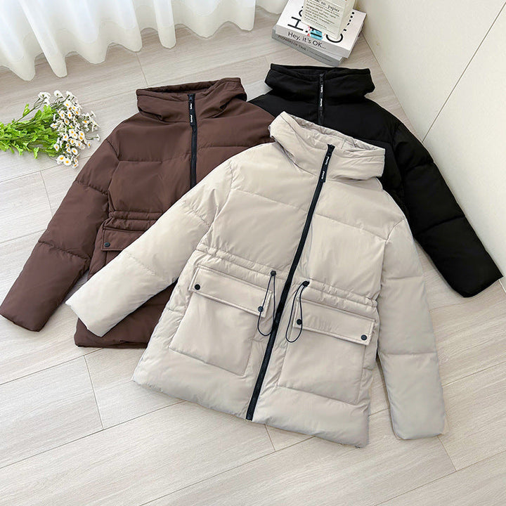 Women's Mid-Length Thermo Parka with Tailoring, Tunnel Cord, and Hood