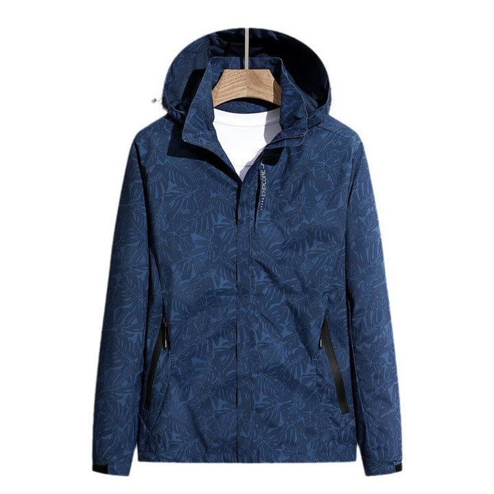 Ladies' Light Rain and Wind Jacket with Hood and Leaf Pattern