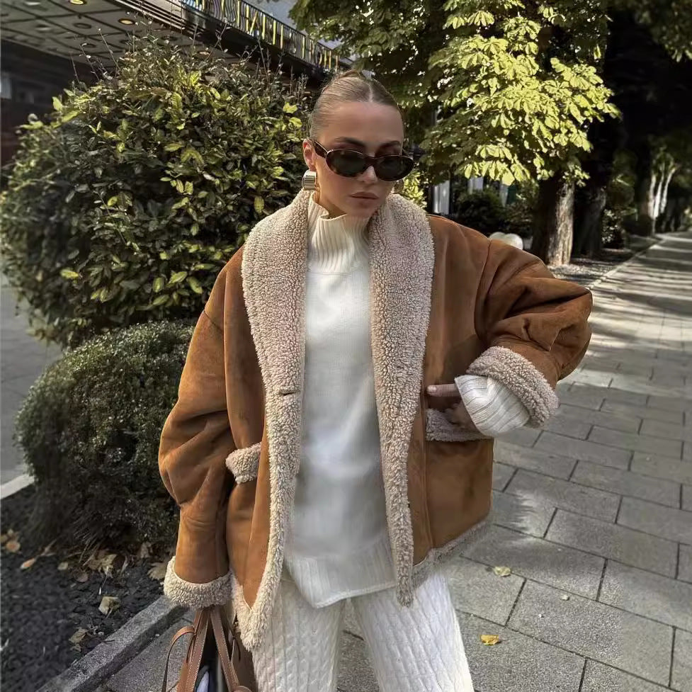 Ladies Short Coat with Buttons and Pockets