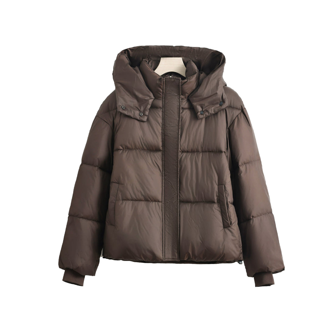Ladies' Short Quilted Jacket with Removable Collar Padding